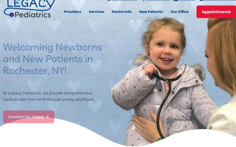 Website homepage of Legacy Pediatrics