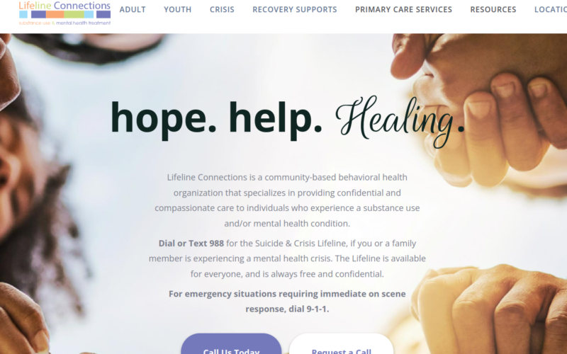 Website homepage of Lifeline Connections