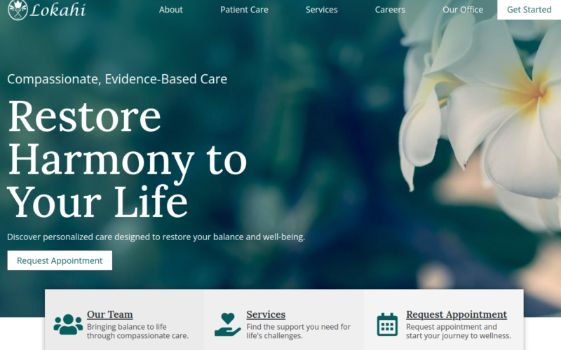 Website homepage of Lokahi Physical Therapy and Wellness