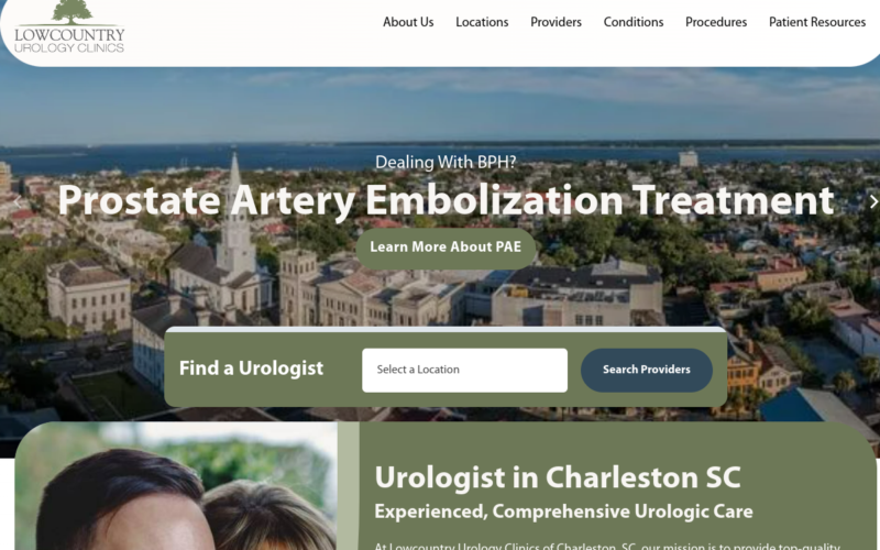 Website homepage of Lowcountry Urology Clinics