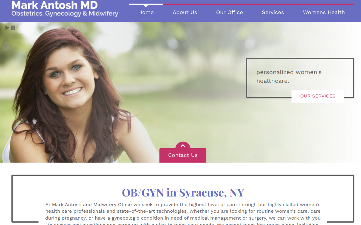 Website homepage of Mark Antosh, MD