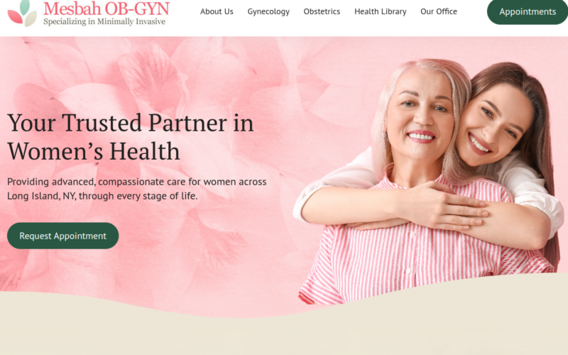 Website homepage of Mesbah OBGYN, PC