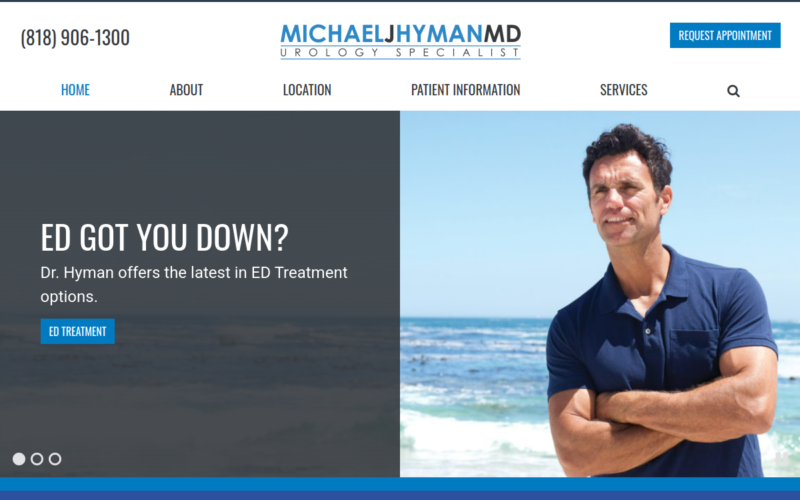 Website homepage of Michael Hyman, MD