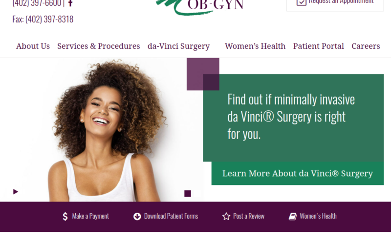 Website homepage of Mid-City OB-GYN, P.C.