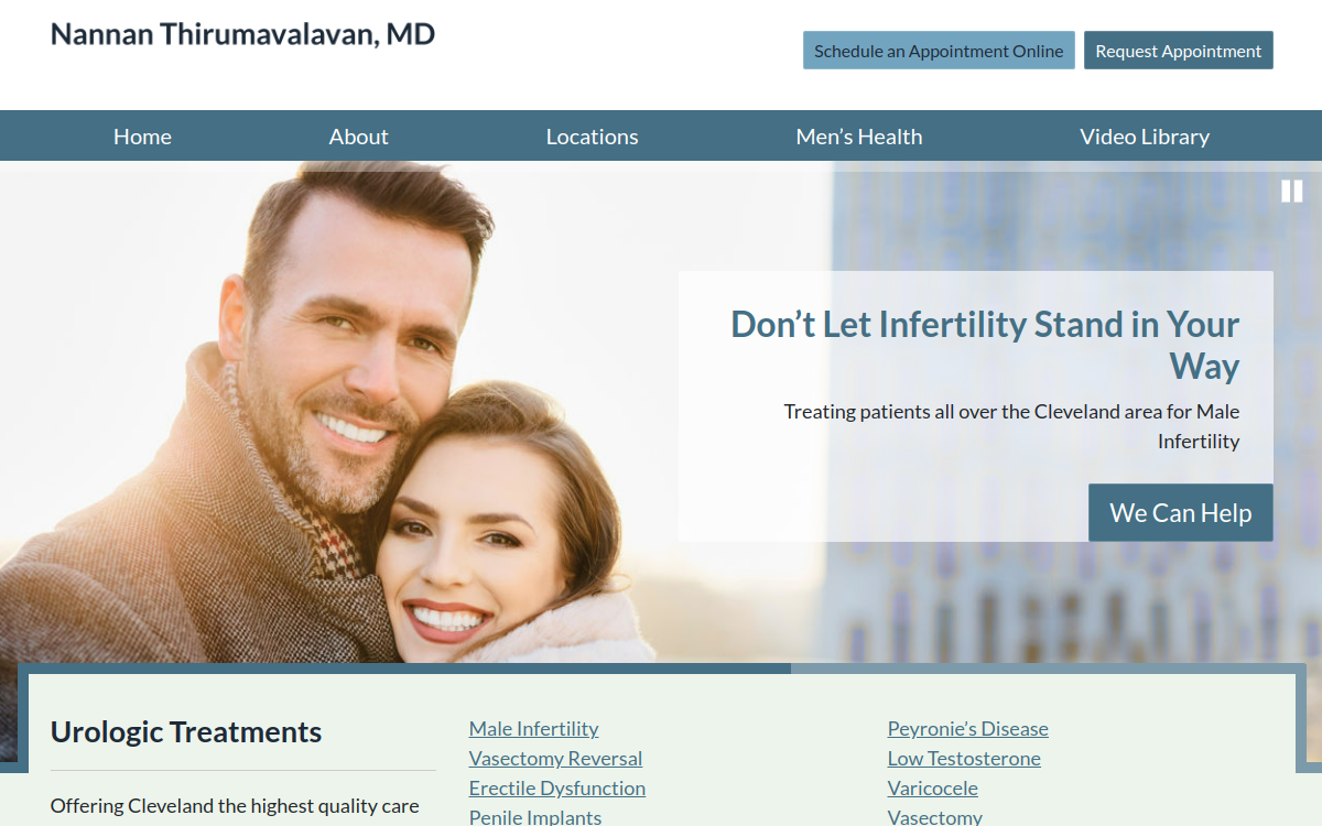 Website homepage of Nannan Thirumavalavan, MD