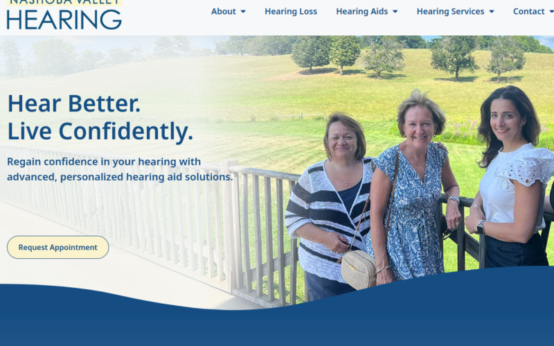 Website homepage of Nashoba Valley Hearing