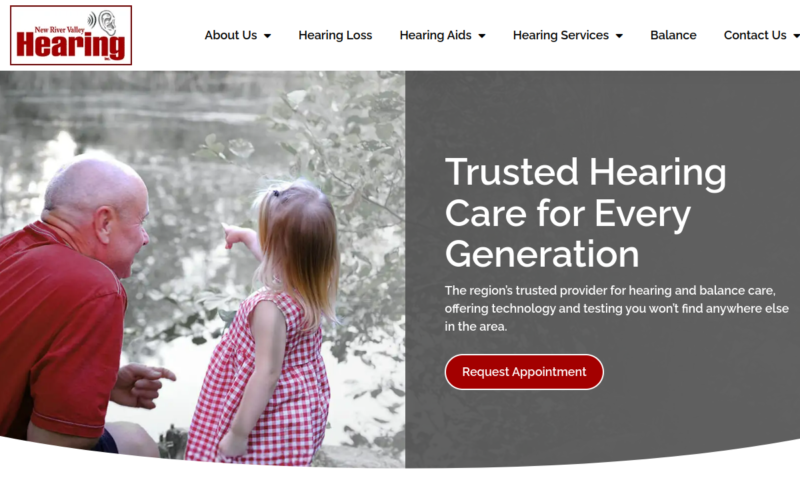Website homepage of New River Valley Hearing Inc.