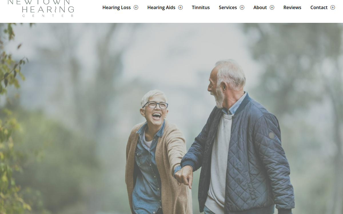 Website homepage of Newtown Hearing Center