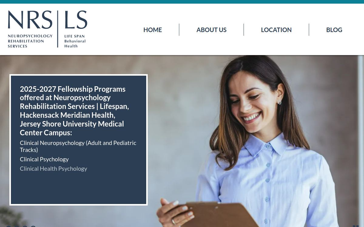 Website homepage of NRS - Lifespan