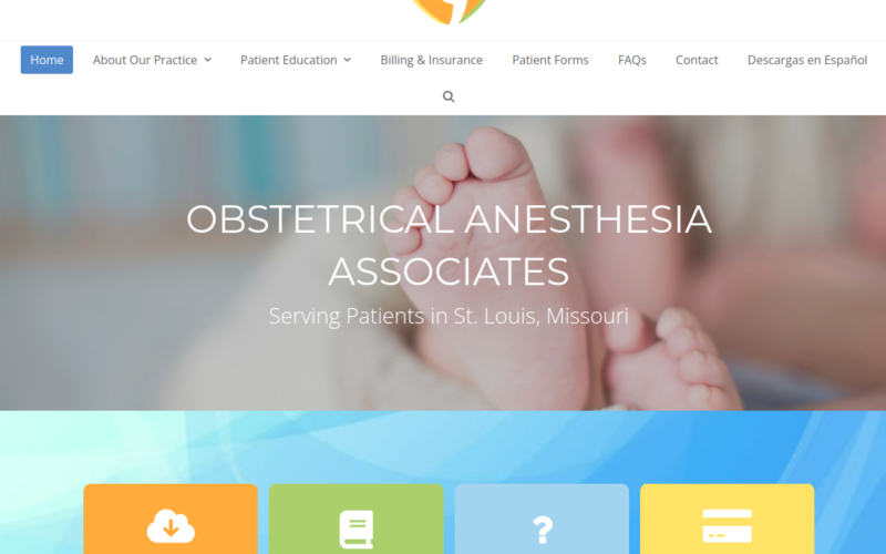 Website homepage of Obstetrical Anesthesia Associates, Inc.