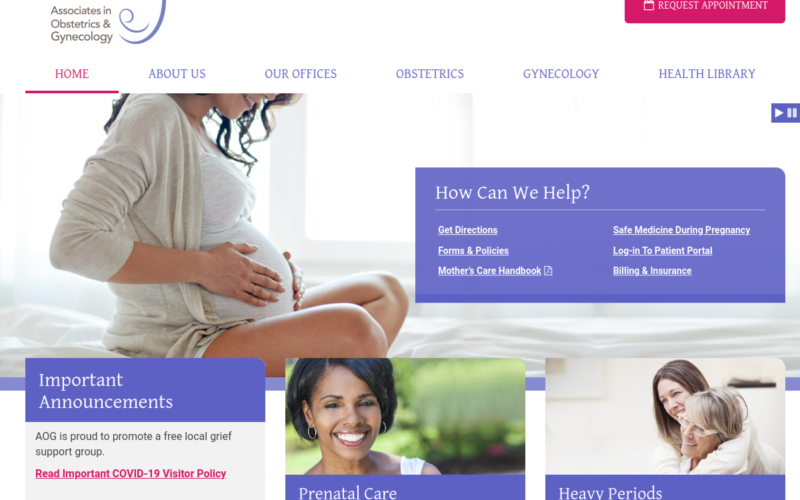 Website homepage of Obstetrics & Gynecology Associates PC