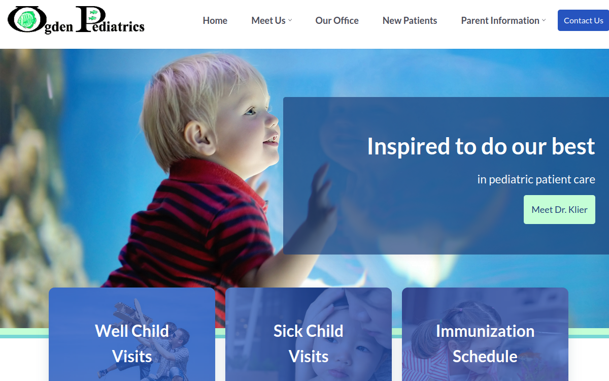 Website homepage of Ogden Pediatrics