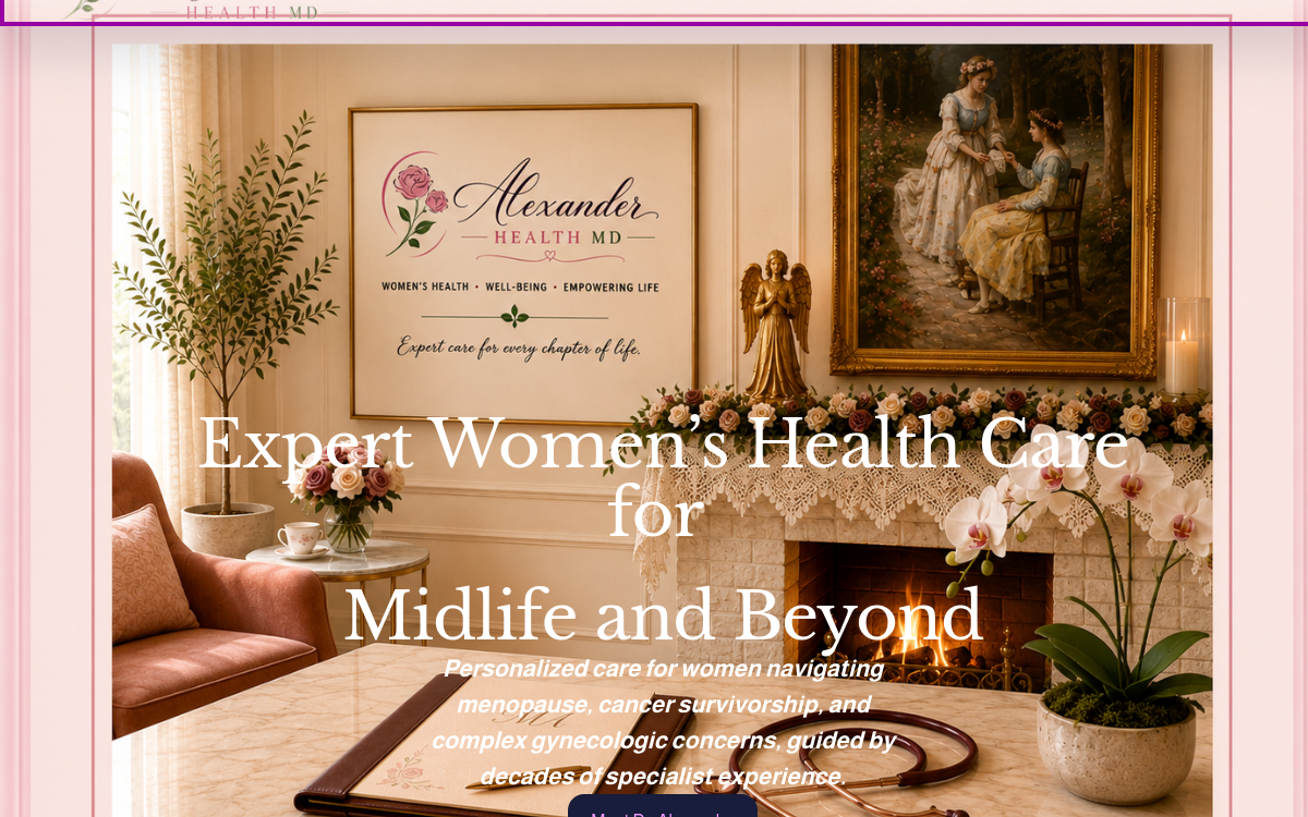 Website homepage of Oncology for Women