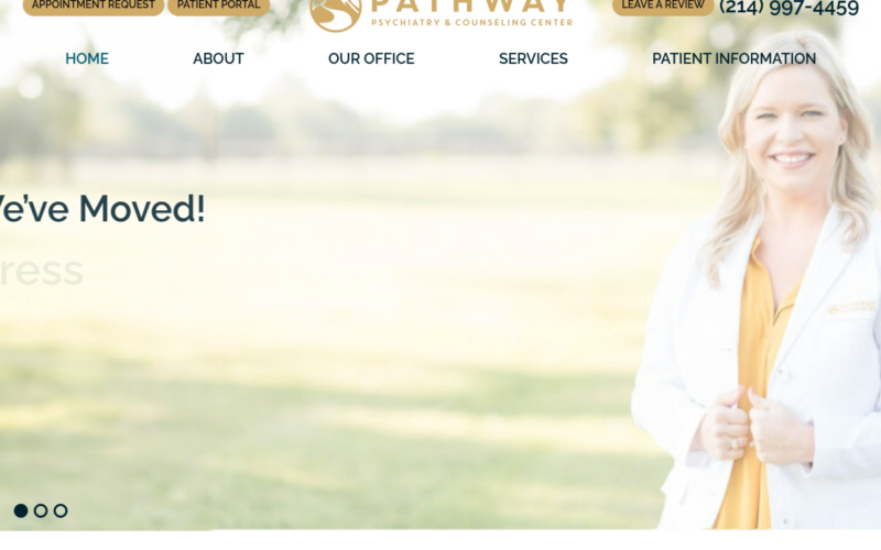 Website homepage of Pathway Psychiatry and Counseling Center