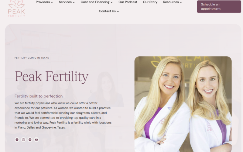 Website homepage of Peak Fertility