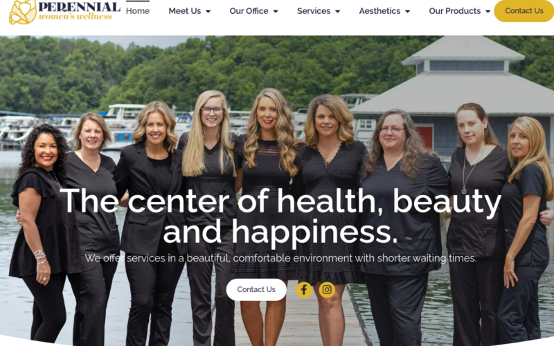 Website homepage of Perennial Womens Wellness