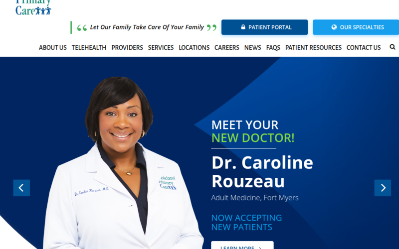 Website homepage of Physicians' Primary Care of Southwest Florida