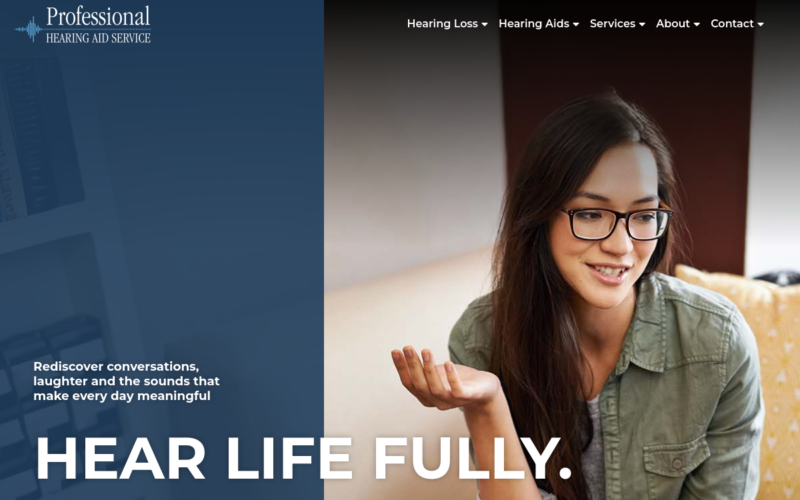 Website homepage of Professional Hearing Aid Service