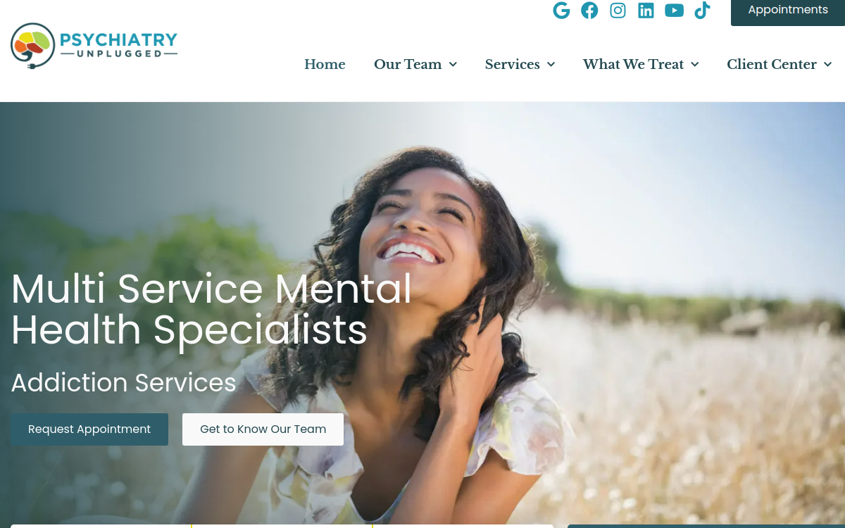 Website homepage of Psychiatry Unplugged