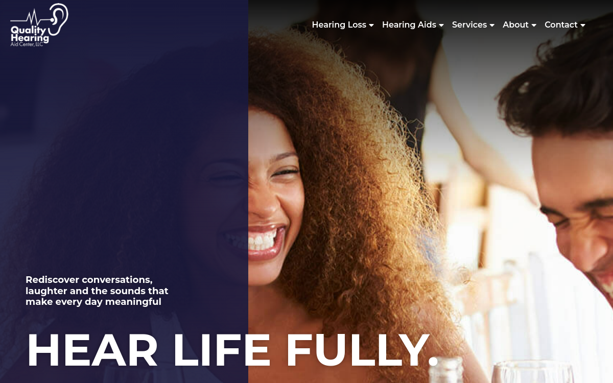 Website homepage of Quality Hearing Aid Ctr