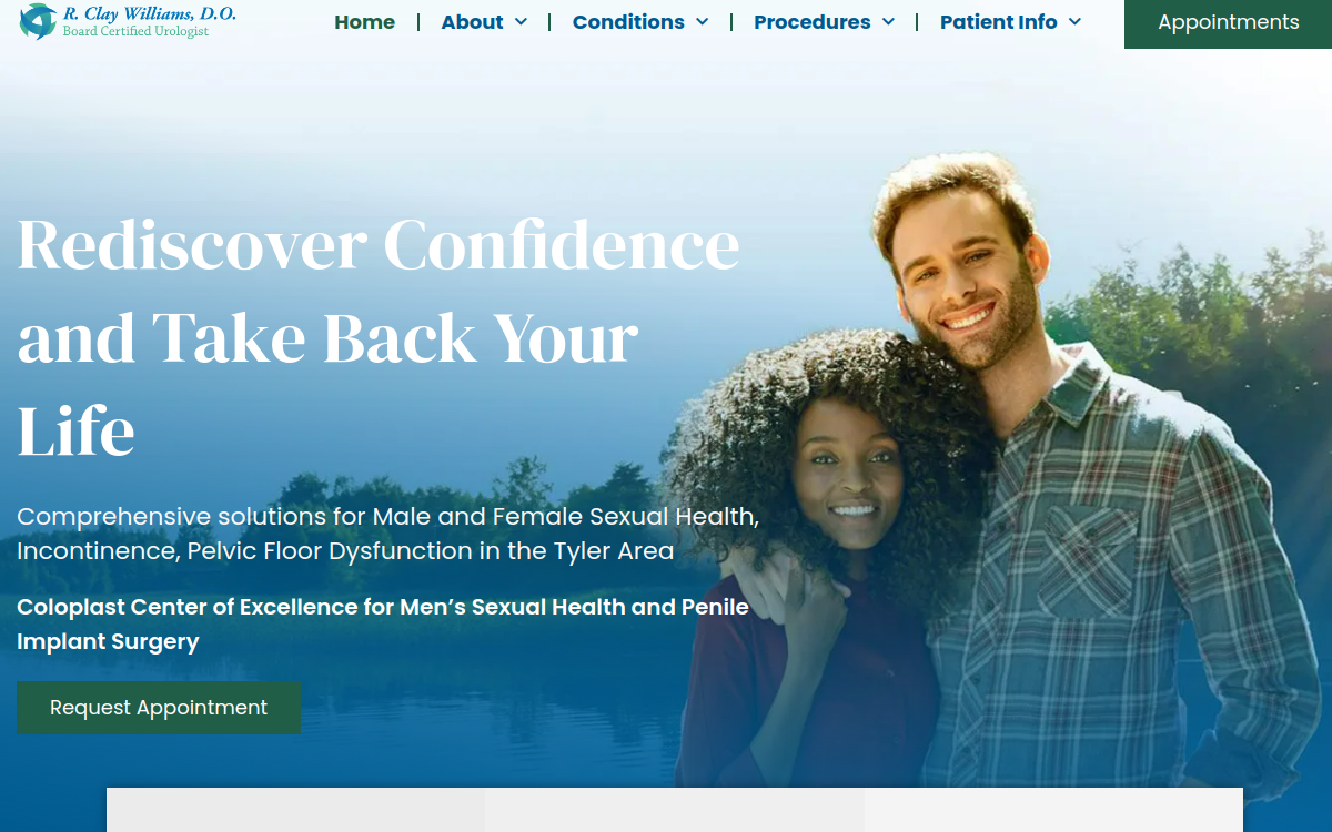 Website homepage of R. Clay Williams, D.O.