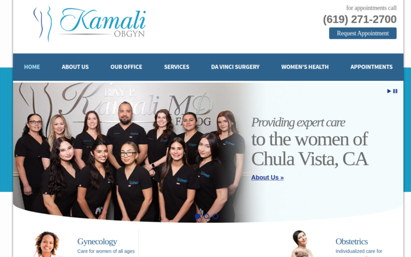 Website homepage of Ray P. Kamali, MD