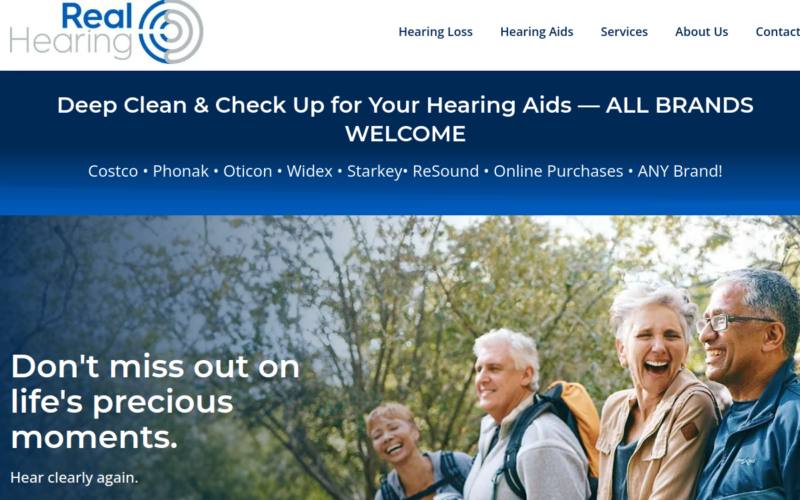 Website homepage of Real Hearing