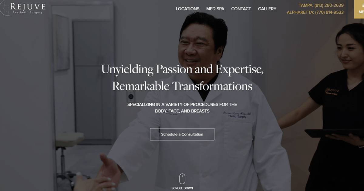 Website designed by Onspire for Rejuve Aesthetic Surgery