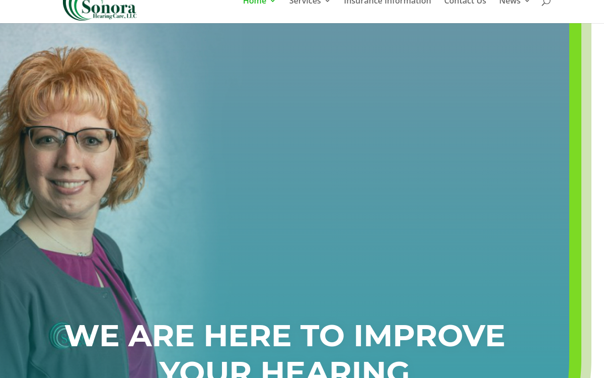 Website homepage of Sonora Hearing Care, LLC