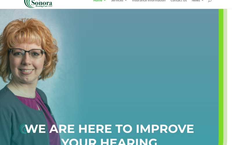 Website homepage of Sonora Hearing Care, LLC