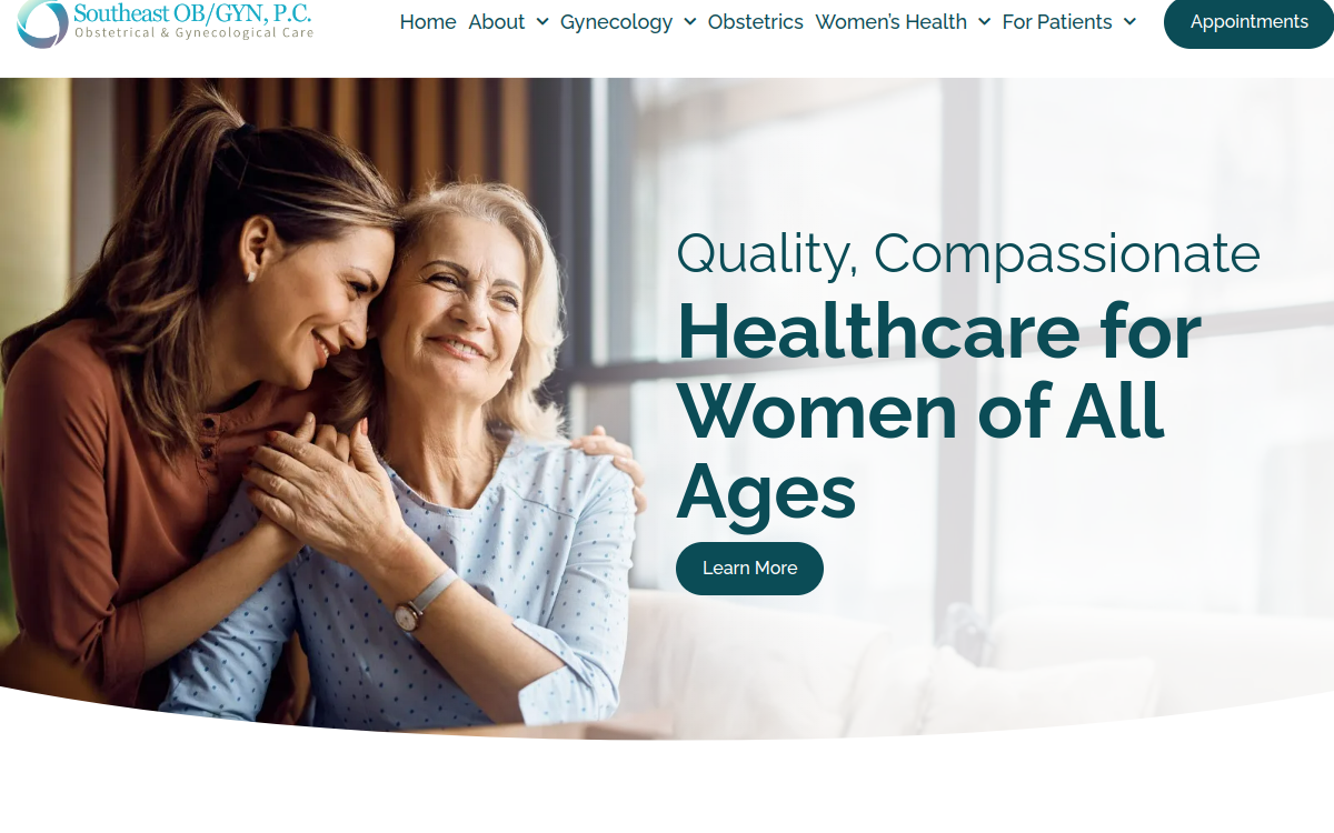Website homepage of Southeast OBGYN