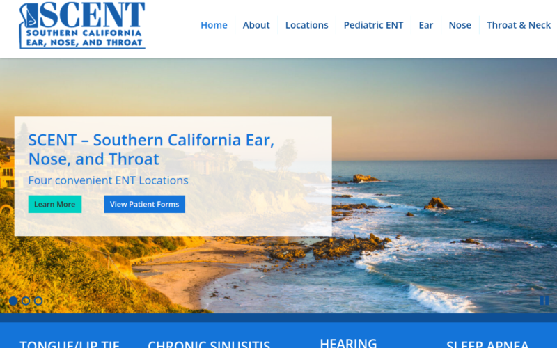 Website homepage of Southern California Ear Nose & Throat