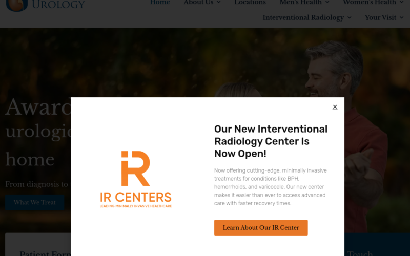 Website homepage of Southern Urology