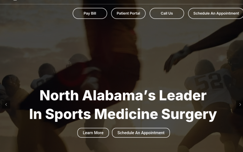 Website homepage of SportsMed Orthopedic Surgery & Spine Center