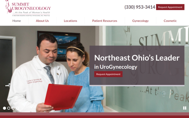Website homepage of Summit Urogynecology