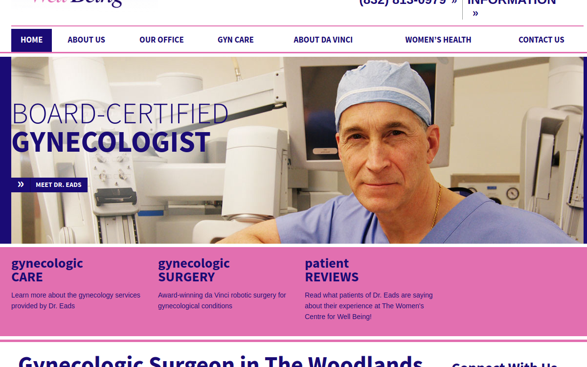 Website homepage of The Women's Centre for Well Being
