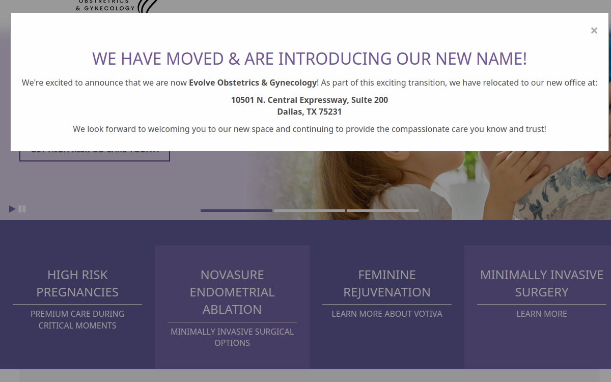 Website homepage of Tricia Shimer, M.D., PA