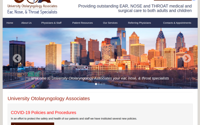 Website homepage of University Otolaryngology Associates