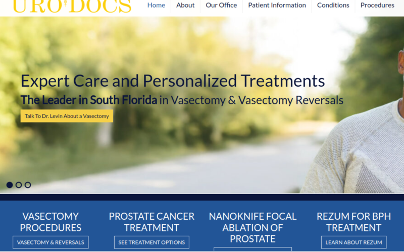 Website homepage of Uro Docs - Richard Levin, MD