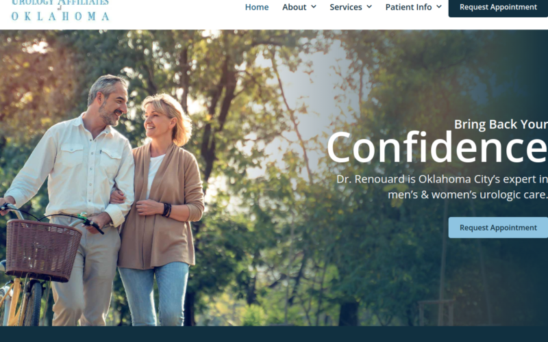 Website homepage of Urology Affiliates of Oklahoma