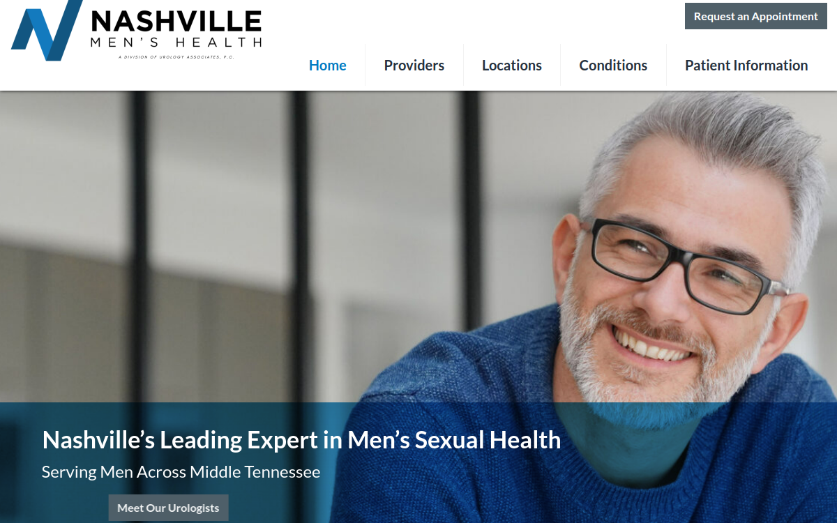 Website homepage of Urology Associates, PC
