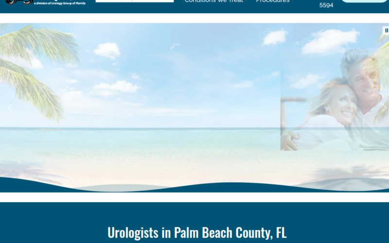 Website homepage of Urology Group of Florida, LLC.
