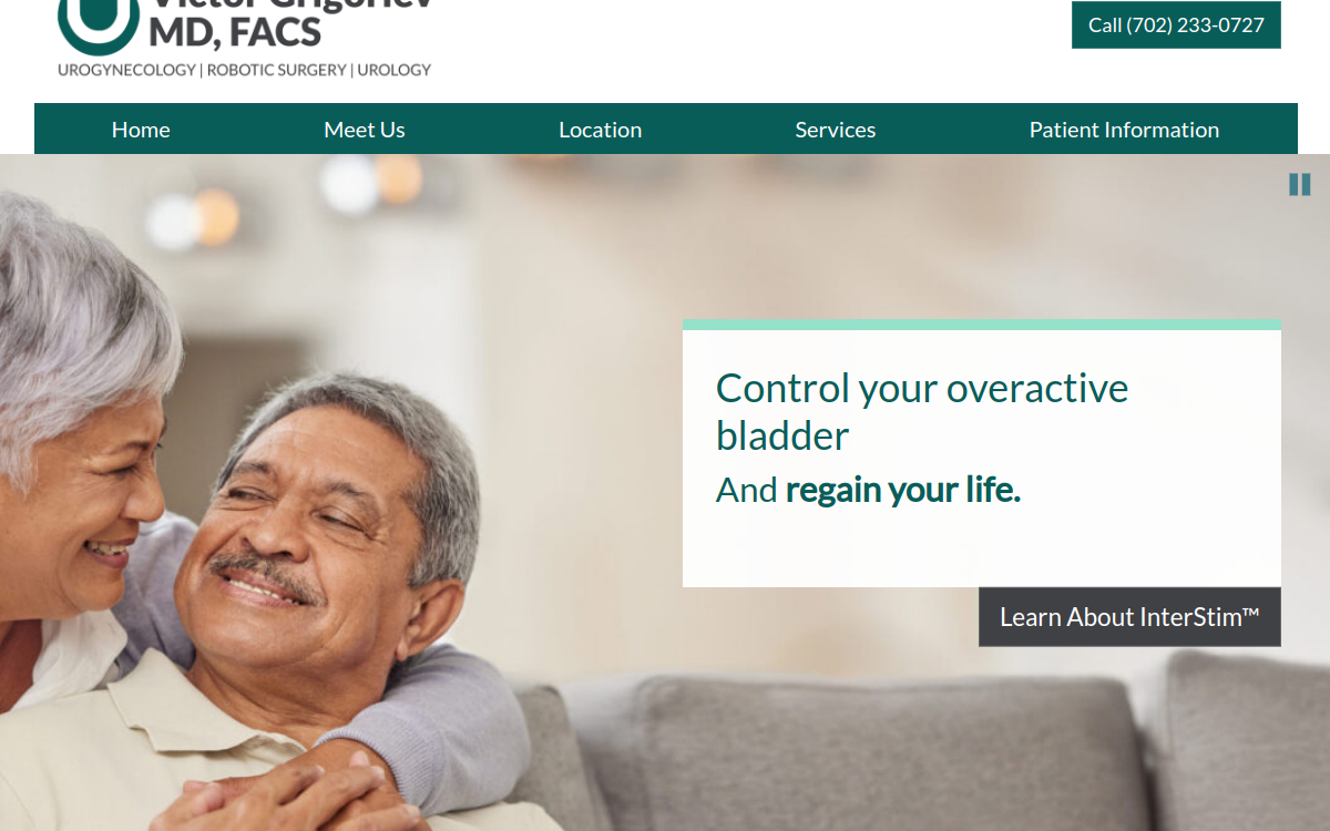 Website homepage of Victor Grigoriev, M.D.