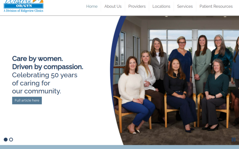 Website homepage of Western OB/Gyn, Ltd.