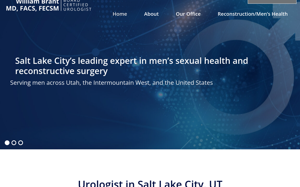 Website homepage of William Brant, MD