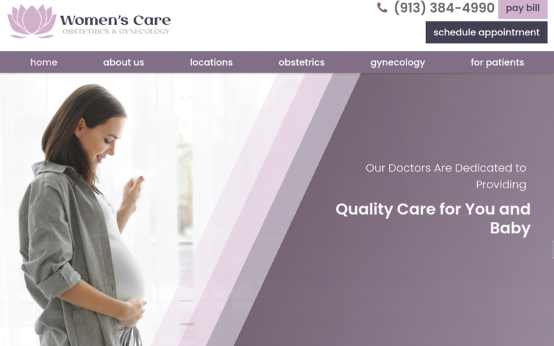 Website homepage of Women's Care, P.A.